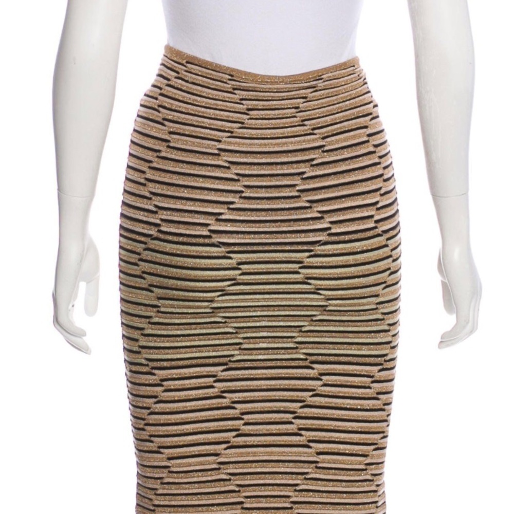 MISSONI mini stretch tube metallic skirt sz 38!